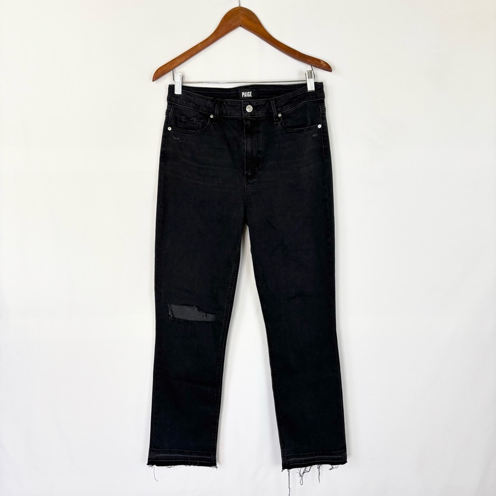 NEW Paige Cindy High Rise Straight Ankle Jeans Undone‎ Hem Night Owl Size 30